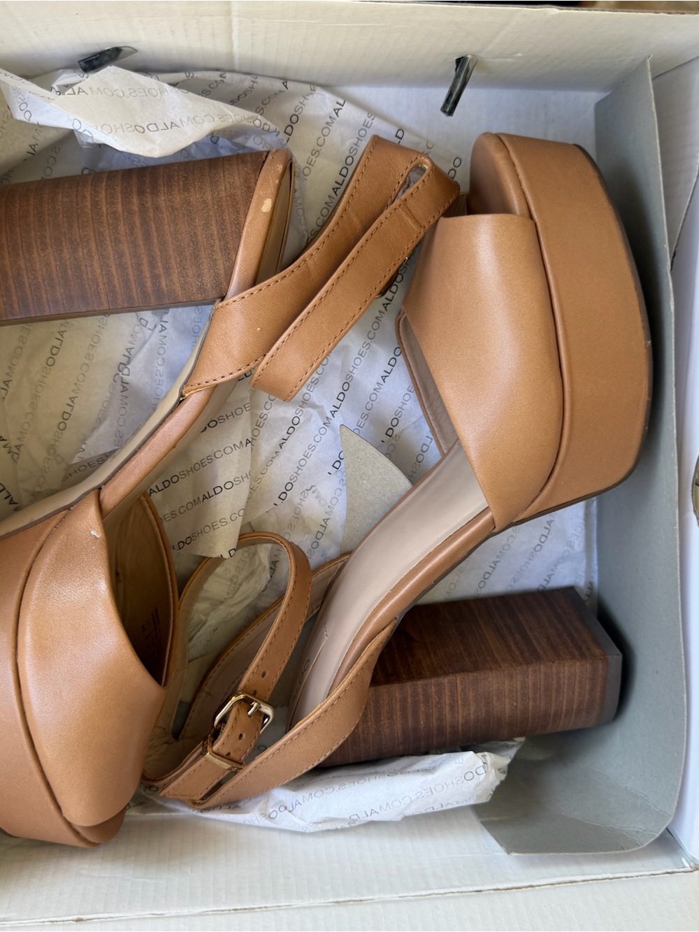 ALDO Women's Tan Platform Ankle-Strap Sandals